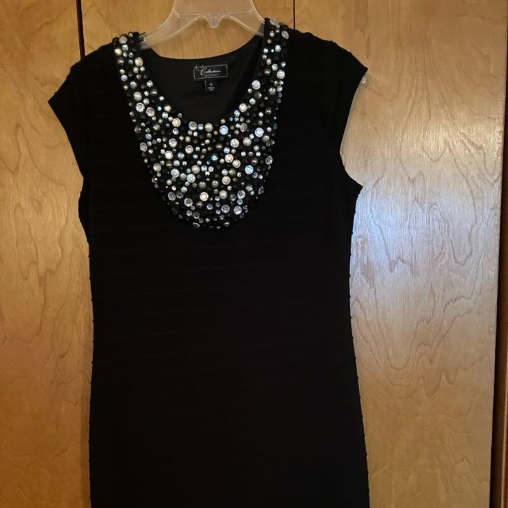 Beaded/Jeweled Comfy Black Dress